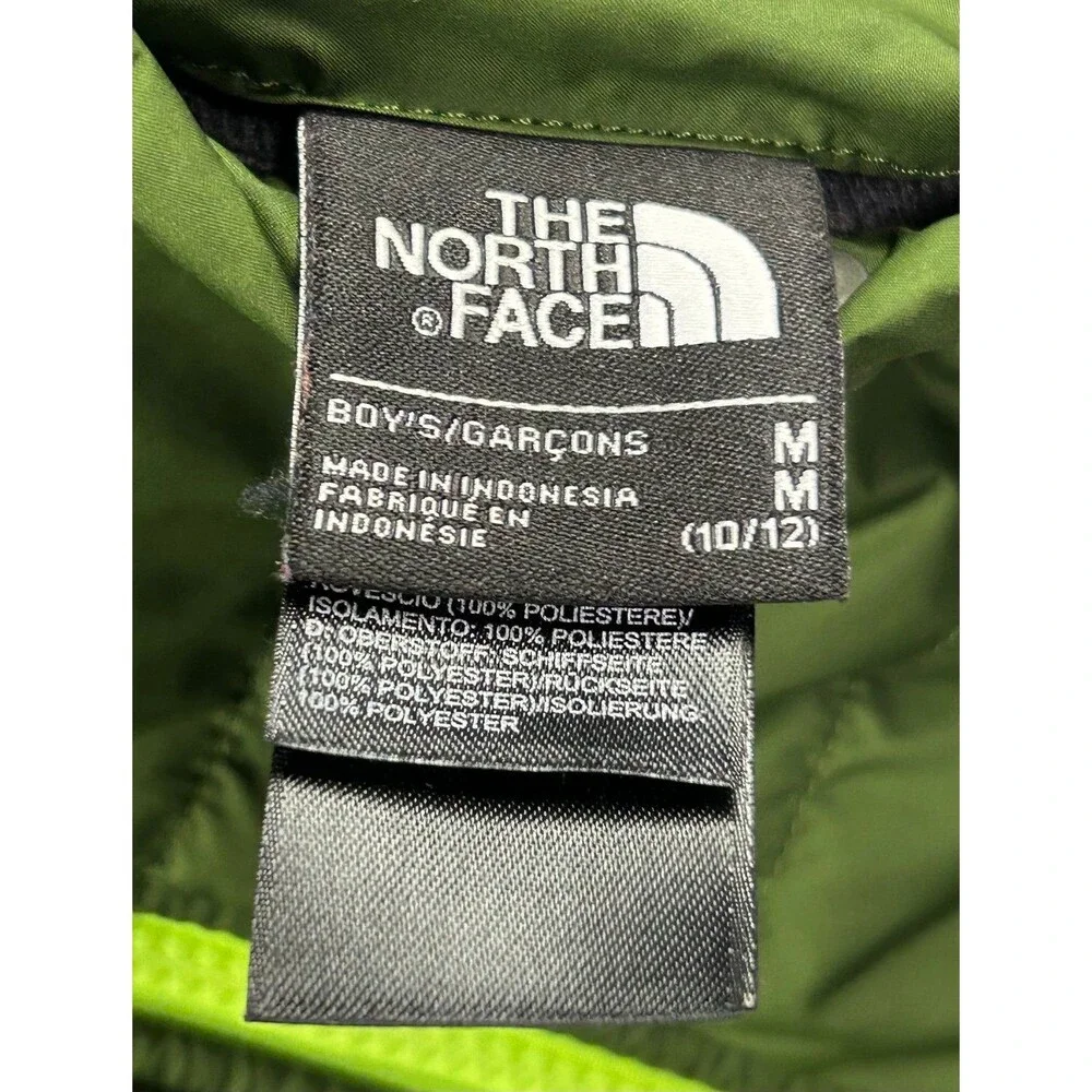 Boys The North Face Reversible Quilted Surgent Hooded Jacket Green